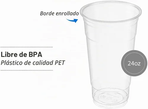 Vista 3 de Vasos de PET transparentes para café helado, batido, 24 onzas, paquete de 100