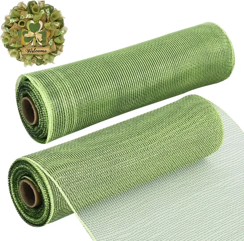 Vista 22 de TONIFUL 2 rollos de cinta de malla decorativa negra de 10 pulgadas, malla de tela para suministros de corona de malla, corona de puerta delantera