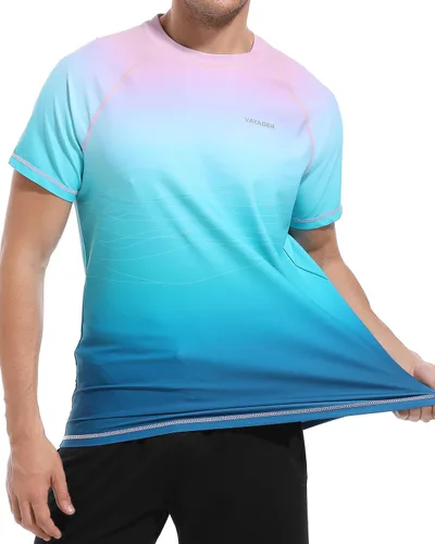 Vista 4 de VAYAGER Camisetas de natación para hombre con protección UPF 50+, de secado rápido, ajuste holgado, para surf acuático