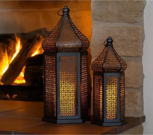 Vista 11 de VELA LANTERNS Farol Marroquí Grande Torre de Templo Lámpara Portavelas Decorativo para Decoraciones de Ramadán, Halloween, Colgante, Patio o Porche