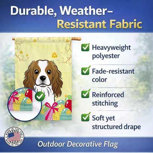 Vista 493 de Caroline's Treasures BB1923GF Bandera decorativa para jardín con diseño de Border Collie, para caza de huevos de Pascua, para jardín, jardín, patio