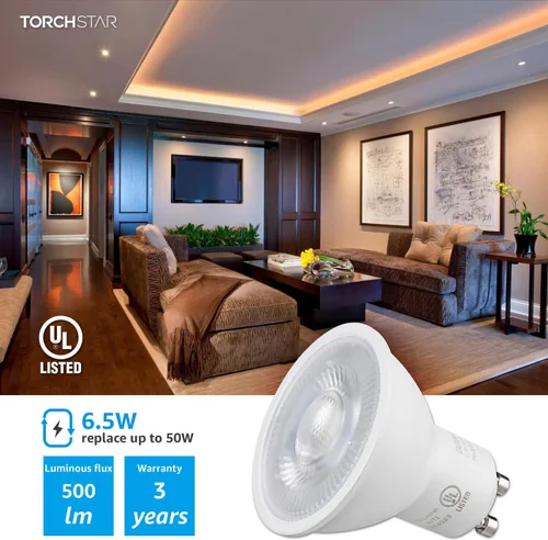 Vista 3 de TORCHSTAR Paquete de 6 bombillas LED GU10 regulables, 3000 K, con Blanco cálido (3000K)
