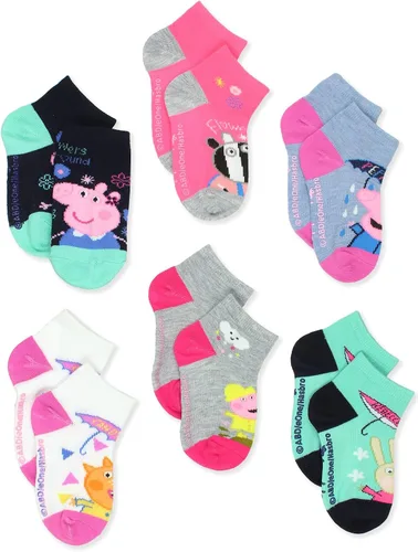 Vista 3 de Peppa Pig Paquete de 6 calcetines estilo cuarto con pinzas para niños pequeños