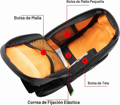 Vista 3 de ROCKBROS Bolsa de sillín de bicicleta con bolsa para botella de agua debajo del asiento de bicicleta Negro
