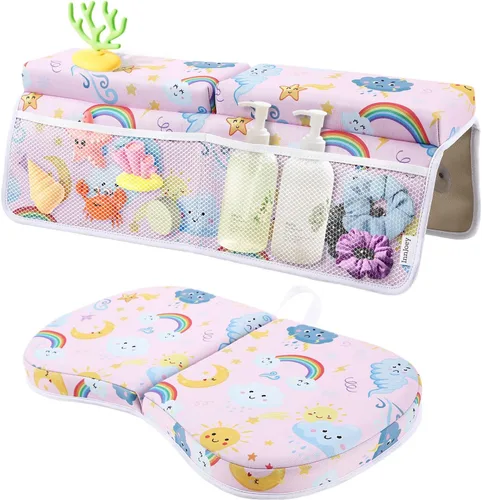 Vista 8 de Juego de rodilleras y coderas de baño, 1.6 pulgadas de grosor, secado rápido, almohadilla de rodillas para bañera con almacenamiento de accesorios