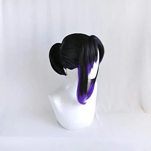 Vista 3 de Peluca de cosplay Demon Slayer Kimetsu no Yaiba Kochou Shinobu peluca Cosplay traje resistente al calor pelo sintético mujeres Cosplay pelucas