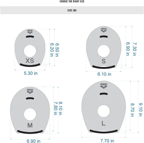 Vista 7 de Arena Paleta de Mano Elite 2 Unisex para Natación de Vueltas y Entrenamiento de Técnica, Equipo de Natación para Hombres y Mujeres, 4 Tamaños