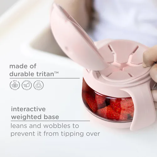 Vista 5 de Ubbi Tweat Contenedor de snacks sin derrame para niños, libre de BPA, tazón de viaje para niños pequeños, rosa rubor Tritan - Tazas a prueba