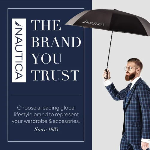 Vista 5 de Nautica Umbrella for Travel - Auto Open Compact Lightweight Folding - Best Windproof Umbrellas for Rain Sun Wind Protection Small Automatic