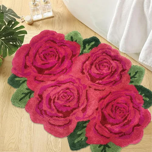 Vista 21 de USTIDE Tapete de baño de rosa esponjoso de 23.6 x 35.4 pulgadas, tapete de baño antideslizante para baño, cocina, sala de estar o dormitorio