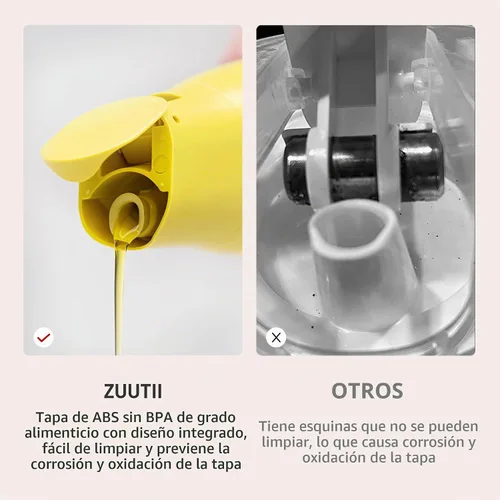 Vista 4 de Dispensador de Aceite de Oliva Zuutii, Envase de Aceite sin Goteo para Cocina. Dispensador de Vinagre, Botella de Vidrio para Cocina, 500ML, Crema