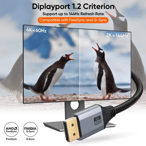 Vista 6 de CableCreation Cable DisplayPort de 3 pies, cable DP 1.2 [4K @60Hz, 2K @165Hz, 2K @144Hz], cable DisplayPort trenzado de nailon a DisplayPort macho a