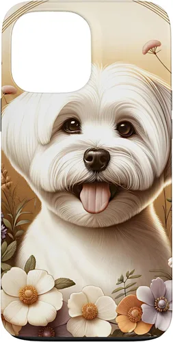 Vista 24 de Maltese Dog Summer Wildflowers Artwork Case for iPhone 17
