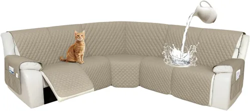 Vista 32 de Arfntevss Fundas de sofá modular reclinable, 10% impermeable, en forma de L, para sillón reclinable en forma de L, funda seccional lavable