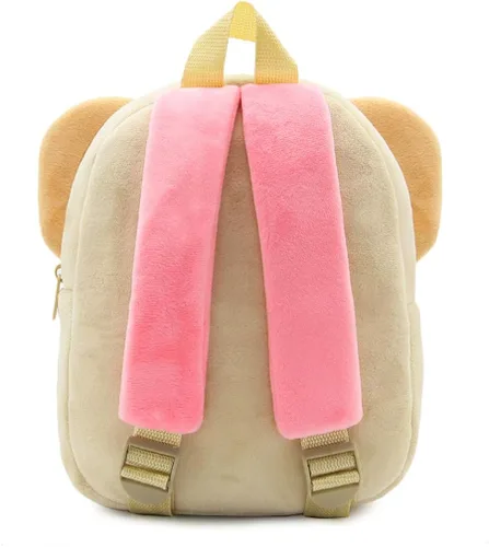 Vista 9 de Ladyzone Mochila para niños pequeños con diseño de animales del zoológico, bonita bolsa de felpa de dibujos animados de 10 pulgadas para niños