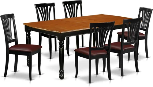 Vista 6 de East West Furniture DOAV9-BCH-LC - Juego de mesa de comedor de 9 piezas, incluye una mesa rectangular de madera con hoja de mariposa y 8 sillas