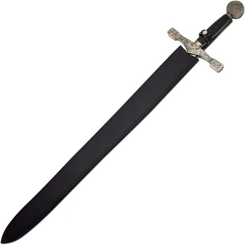 Vista 9 de Medieval Warrior Knights Templar Long Sword with Sheath Steel Guard, Leather Wrapped Handle