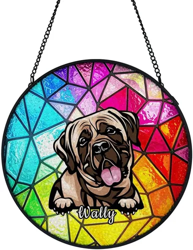 Vista 9 de Dog Stained Glass Window Hanging, Ocean Sea Outdoor Suncatcher