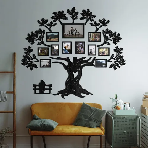 Vista 6 de JustLikeWood 51х45 Decoración de pared de árbol genealógico de madera, familia feliz, collage de marcos de fotos, decoración del hogar para sala