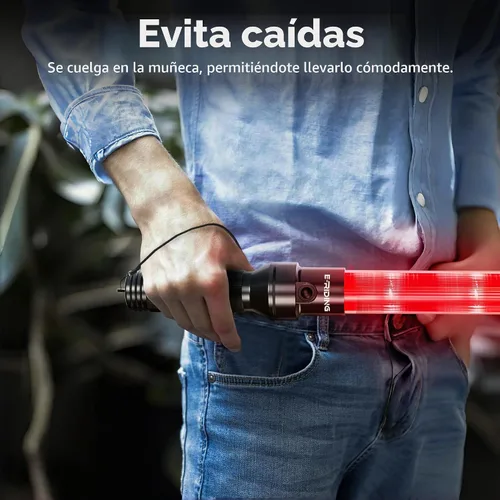 Vista 7 de E-riding Varita de tráfico recargable de 16 pulgadas, bastón de control de tráfico rojo con 2 modos intermitentes, varita de luz LED de seguridad