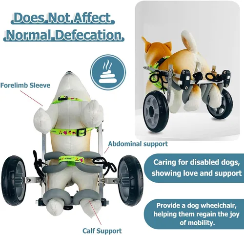Vista 6 de Carrito ajustable para perros/silla de ruedas para patas traseras, sillas de ruedas para mascotas/perros con patas traseras discapacitadas, andador