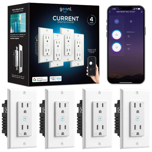 Vista 10 de Geeni Toma de corriente de pared con cargador USB de alta velocidad de 2 puertos: Tomas de corriente USB duales y de alimentación, solución de carga