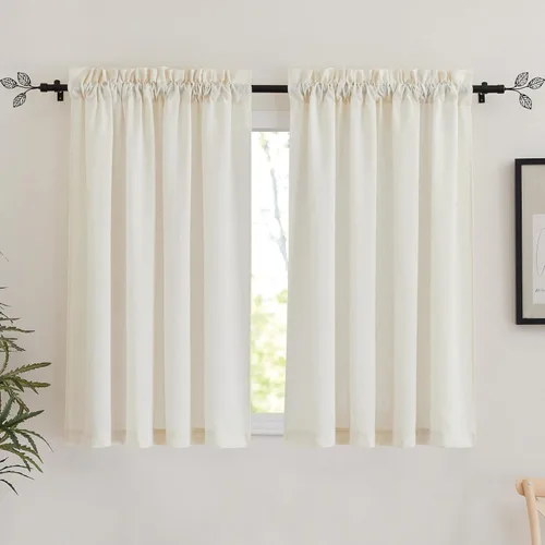 Vista 13 de RYB HOME Cortinas traslúcidas grises – Cortinas semitransparentes mezcladas de lino para privacidad, cortinas de ventana, reducción de luz para sala