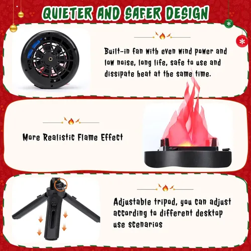 Vista 5 de Fuego falso 3D recargable por USB, luz de fuego falsa portátil, luz de llama falsa eléctrica, lámpara de llama falsa, fogata eléctrica
