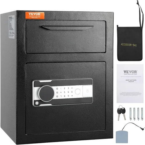 Vista 10 de VEVOR Caja Fuerte de Depósito de 0.6 Pies Cúbicos, Caja Fuerte de Ranura de Depósito con Contraseña y Perilla Giratoria, Caja de Depósito