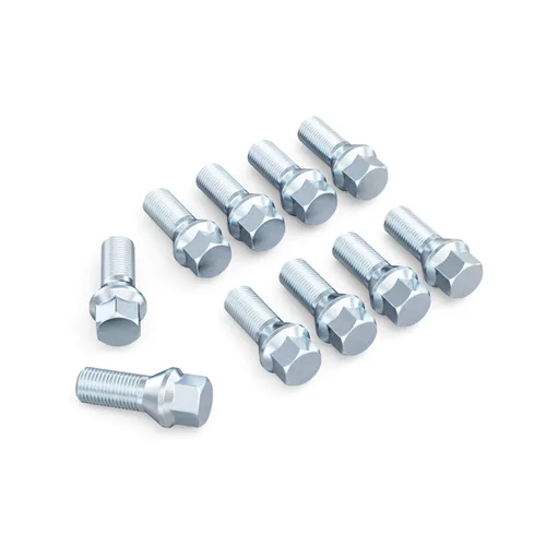 Vista 6 de 10 piezas de birlos plateados de 12 x 1.5 (longitud de vástago de 26 mm, base cónica) de longitud OEM - Compatibles con BMW 128i 135i 318i 320i 325i