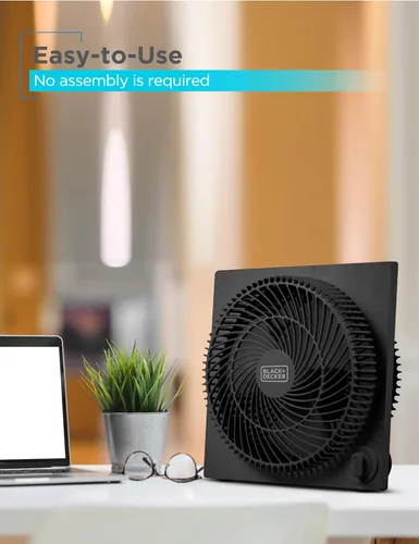 Vista 5 de BLACK+DECKER - Ventilador de caja sin marco de 9 pulgadas, ventilador de escritorio independiente con 3 configuraciones de velocidad, ventilador