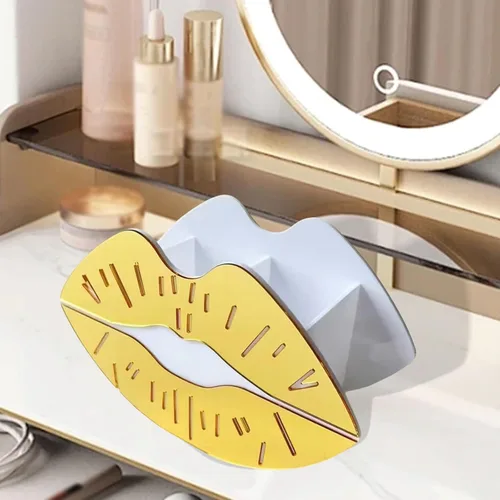 Vista 4 de Acrylic Makeup Brush Holder Organizer Decorative Makeup Organizer for Dressing Table Bathroom Countertop Vanity, Gold