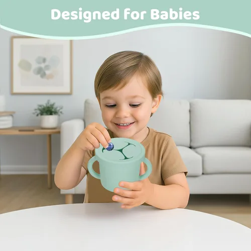 Vista 5 de Recipientes de silicona de grado alimenticio para aperitivos, recipientes de aperitivos con asas y tapa para niños pequeños (color 1)