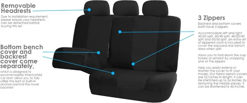 Vista 5 de [Usado] FH Group Juego completo de fundas de asiento de automóvil multiusos integradas para cinturón de seguridad con regalo, ajuste universal