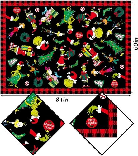 Vista 3 de Hafangry Mantel de Navidad Verde a Cuadros Buffalo Plaid Check Navidad Invierno Vacaciones Cumpleaños Fiesta Decoración Rectangular Cocina Comedor