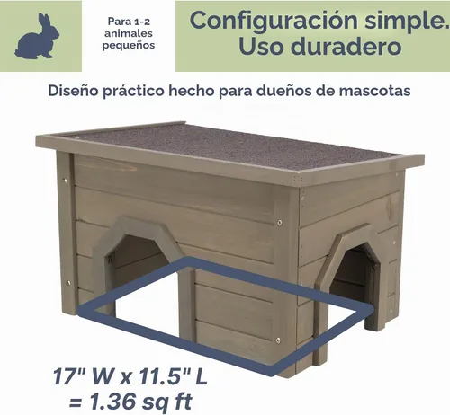 Vista 7 de TRIXIE natura Casa para Animales Pequeños, Refugio para Conejos, Casa de Corral, Refugio para Conejos, Conejitos, Cobayas y Chinchillas, Gris-Verde
