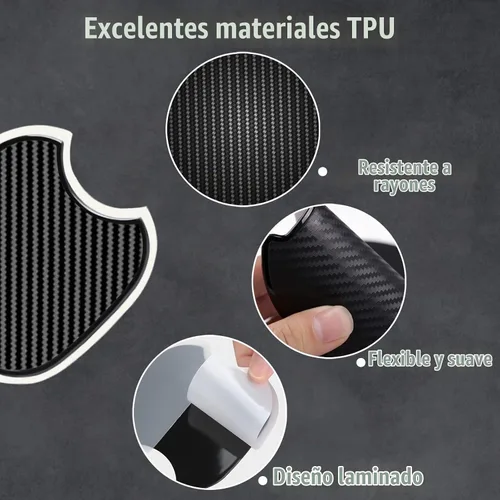 Vista 3 de Pegatina Protectora de Copa de Manija de Puerta de Auto de TPU Tipo Fibra de Carbono, Protector de Pintura de Puerta Auto, Películas de Protección
