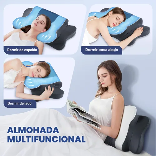 Vista 6 de DONAMA Almohada cervical para el cuello para aliviar el dolor, almohadas ergonómicas de espuma viscoelástica con doble altura para dormir