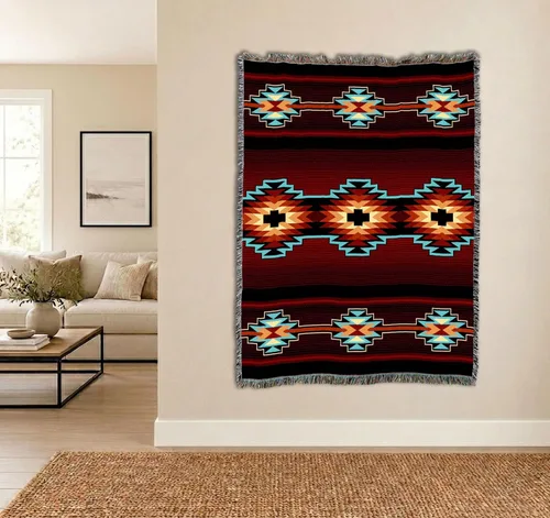 Vista 4 de Pure Country Weavers Cobija Mesquite Earth Manta tejida con flecos de algodón EE. UU. 72x54