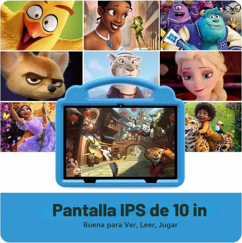 Vista 6 de Tablet de 10 Pulgadas para Niños con Estuche, Tablet Android 15 para Edades 3-12, 64GB, Tablet Educativa, Control Parental, WIFI 5G, Cámara Dual Azul