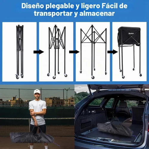 Vista 5 de Portable Pickleball & Tennis Ball Hopper - Pickleball Collector Retriever Basket Carrier Gatherer Picker Container for Picking and Storage Training