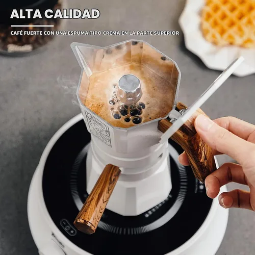 Vista 6 de Bincoo Máquina de café expreso de 4.1 fl oz, doble válvula, olla moka con extractor de termostato, evita la extracción excesiva, olla italiana