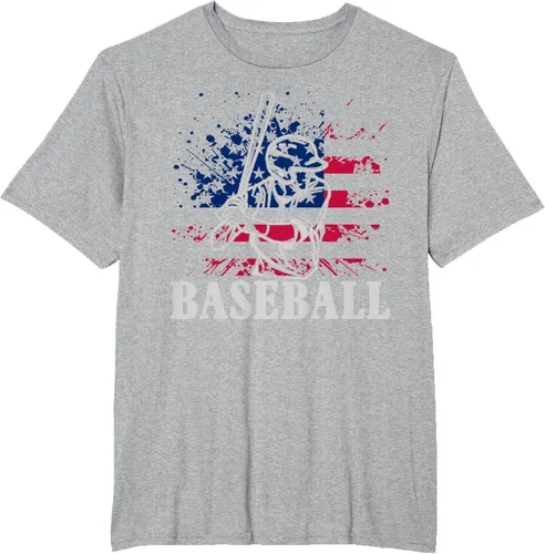 Vista 45 de Camiseta de béisbol deportiva estadounidense con bandera estadounidense, Negro, S