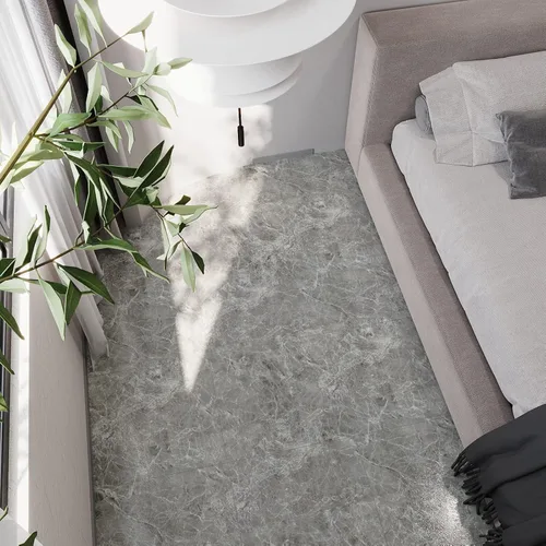 Vista 5 de VEELIKE Azulejos de suelo grises autoadhesivos impermeables de vinilo de mármol de 12 x 12 pulgadas para pegar en suelos de láminas de vinilo Gris