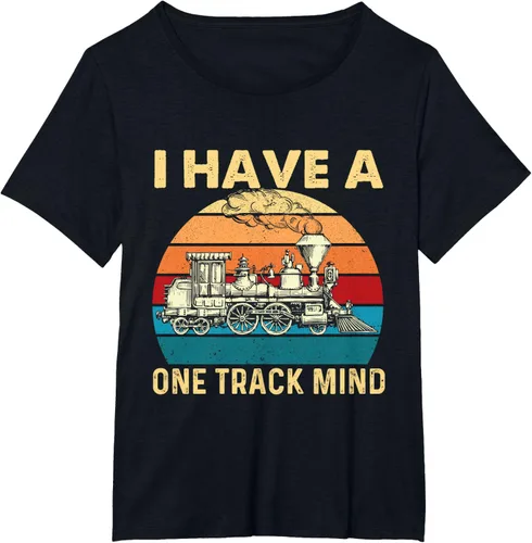 Vista 28 de Camiseta con texto en inglés "I Have A One Track Mind - Trainspotter Model Train Railroad, Negro, S