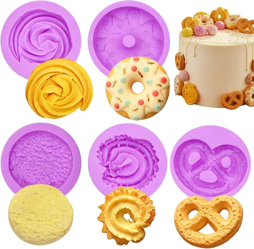 Vista 10 de Moldes de silicona para galletas de chocolate, 6 paquetes de donas de caramelo, mini waffle, moldes para decoración de pasteles, adornos