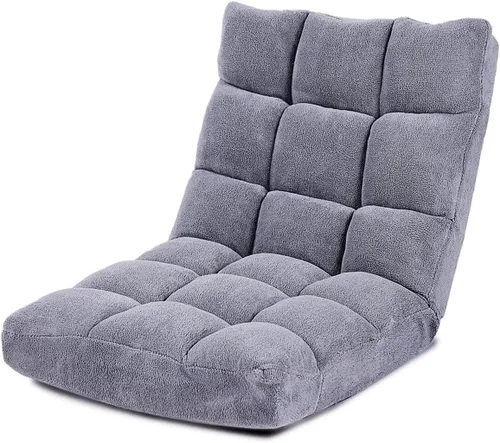 Vista 15 de KOMFOTT Silla de suelo ajustable de 14 posiciones con soporte trasero, sofá plegable acolchado para juegos para lectura, meditación, sala de estar
