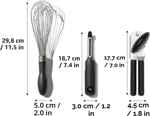 Vista 2 de OXO Good Grips - Juego de utensilios de cocina esenciales de acero inoxidable de 3 piezas