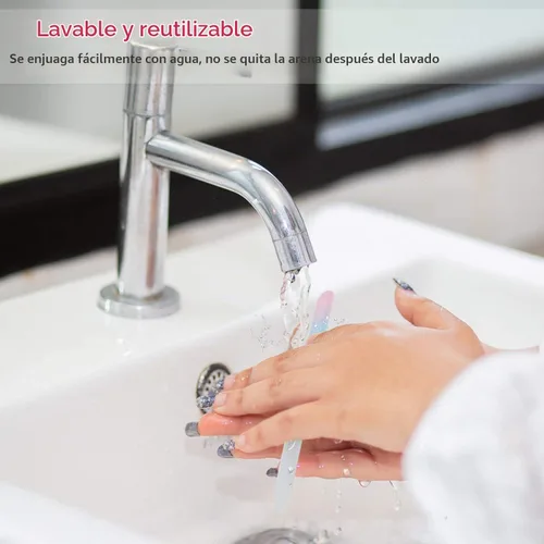 Vista 4 de Lima de uñas de vidrio en estuche, lima de uñas de cristal, lima checa, lima de uñas grabadas de doble cara para arte de uñas y cuidado de uñas