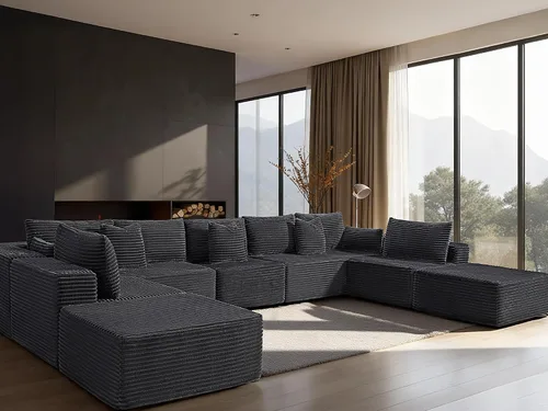 Vista 32 de Sofá modular de gran tamaño de 108 pulgadas, cómodo sofá deshuesado en forma de U para sala de estar, asientos extra profundos, sin montaje, sofá